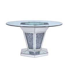 Noralie - Dining Table - Mirrored, Faux Diamonds & Clear Glass