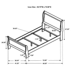 Louis Philippe - Panel Sleigh Bed