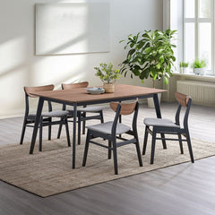 Rebi - Dining Table - Walnut & Black Finish