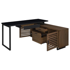 Maddox - L Shape Office Computer Desk - Black / Walnut