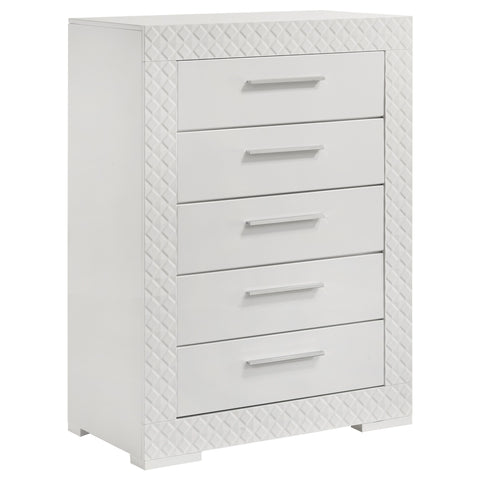 Ives - 5-Drawer Bedroom Chest Of Drawers - White High Gloss