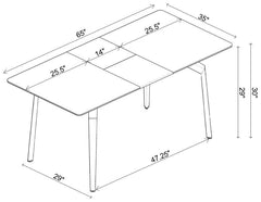 Mina - Rectangular Extension Dining Table - Gray Ceramic