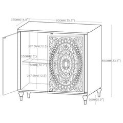 Cardella - 2 Door Mandala Accent Cabinet - Distressed White