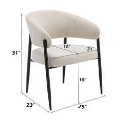 Jirina - Chenille Arm Chair With Metal Legs (Set of 2) - Beige & Black