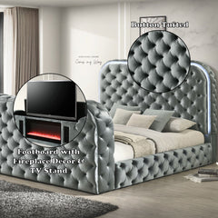 Kana - Bed With LED, Fireplace & TV Stand