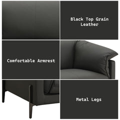 Tadi - Loveseat - Black Top Grain Leather