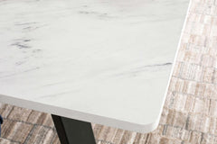 Mayer - Rectangular Faux Marble Dining Table - White