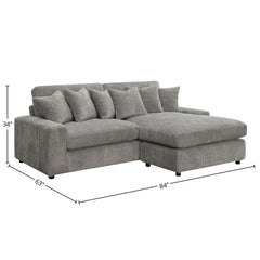 Tavia - Reversible Sectional Sofa With 6 Pillows - Gray Corduroy