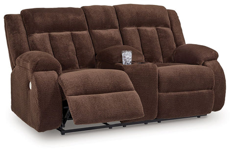 Free Wake - Chocolate - Double Relcining Power Loveseat With Console