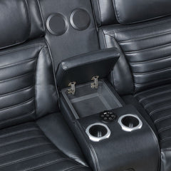 Ephron - Power Motion Loveseat With Console, Power Headrests, LED & Speakers - Black