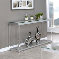 Anne - Sofa Table With Lower Shelf - Chrome And Clear