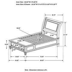 Selena - Sleigh Bed with Footboard Storage