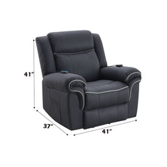 Domana - Power Recliner With Lift & Heating & Massage - Dark Blue Fabric