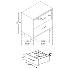 Sidney - 2-Drawer Nightstand - Rustic Pine