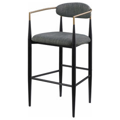 Tina - Metal Pub Height Bar Stool With Upholstered Back And Seat (Set of 2)