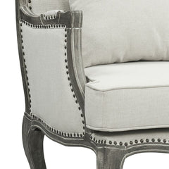 Tania - Chair - Cream Linen & Brown Finish