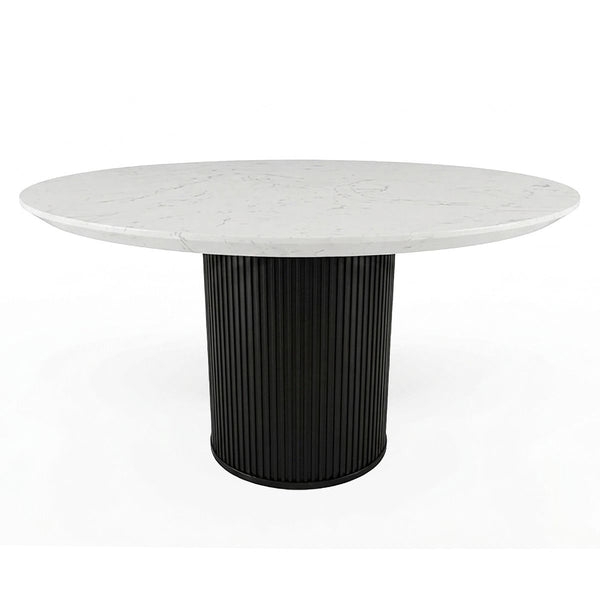 Jaramillo - Round Dining Table With Engineered Marble Top - Engineered Marble Top & Black