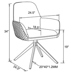 Abby - Fabric Upholstered Swivel Dining Arm Chair - Light Gray