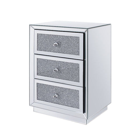 Noralie - 26" Accent Table - Mirrored, Faux Diamonds