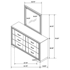 Janine - 6-Drawer Dresser With Mirror - Grey