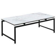 Clark - 3 Piece Faux Marble Top Coffee Table Set - White