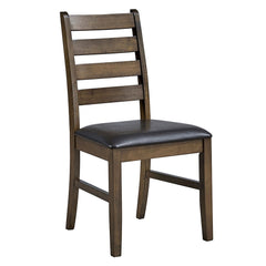Damica - Side Chair (Set of 2) - Brown Synthetic Leather & Walnut