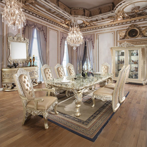 Vatican - Arm Chair (Set of 2) - Synthetic Leather & Champagne Silver