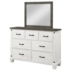 Lilith - 7-Drawer Dresser With Mirror Distressed - Grey And White