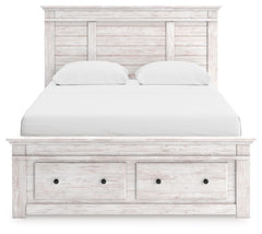 Makidern - Panel Storage Bed With Under Bed Storage Unit And Storage Footboard