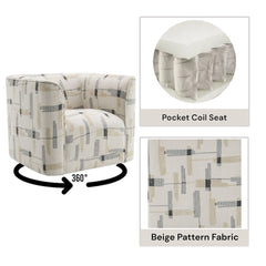 Darya - Chair With Swivel - Beige Pattern Fabric