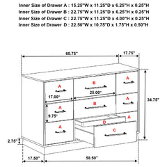 Fenwick - 9-Drawer Dresser - Gray Oak