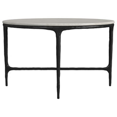 Hermas - Round Genuine Marble Top Metal Coffee Table - White