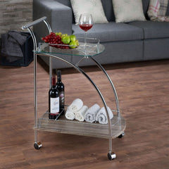 Badin - Serving Cart - Chrome & Clear Glass