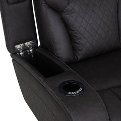 Wendell - Power Motion Loveseat With Console, Wireless Charger, Storage, USB & LED - Dark Gray