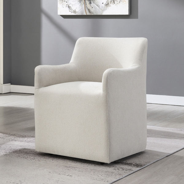 Cafell - Arm Chair With Swivel Casters - Cream