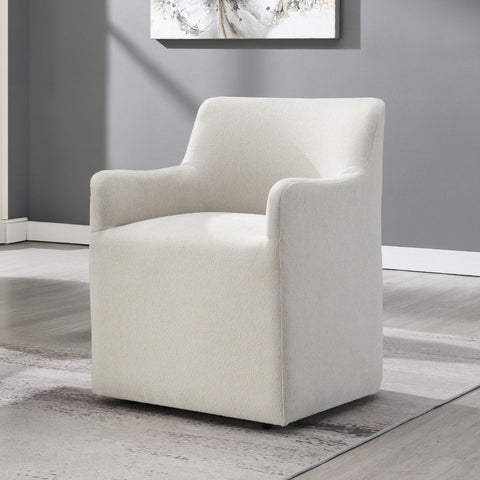 Cafell - Arm Chair With Swivel Casters - Cream
