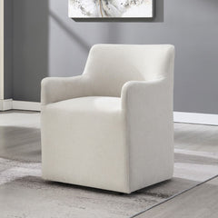 Cafell - Arm Chair With Swivel Casters - Cream