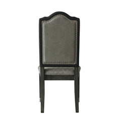 House - Beatrice Side Chair (Set of 2) - Two Tone Gray Fabric & Charcoal Finish