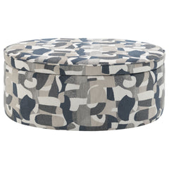 Tomkins - Oval Upholstered Storage Ottoman - Indigo Blue