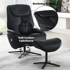 Labonita - Motion Accent Chair With Swivel & Ottoman - Black