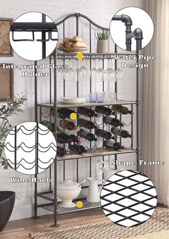 Edina - Wine Rack - Oak & Sandy Black