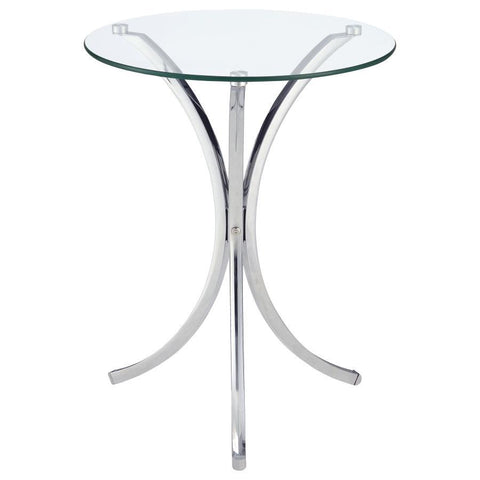 Eloise - Round Glass Top Accent Side Table - Chrome