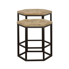 Adger - 2 Piece Hexagonal Nesting Tables - Natural And Black