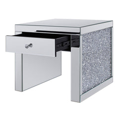 Noralie - 24" Square End Table - Mirrored & Faux Diamonds