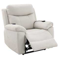 Chriki - Power Recliner With Lift & Heating & Massage - Beige Fabric