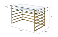 Shona - Desk - Antique Gold & Clear Glass