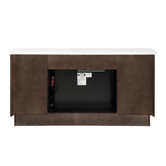 Jaramillo - Server With Fireplace - Engineered Marble & Rustic Espresso