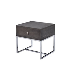 Iban - End Table - Gray Oak & Chrome