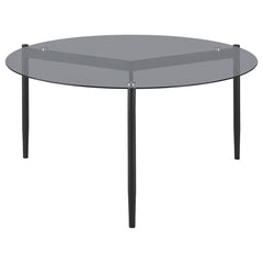 Rosalie - Round Smoked Glass Top Coffee Table - Sandy Black