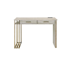 Tyeid - Desk - Antique White & Gold Finish